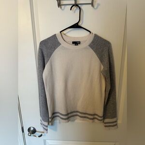 Aqua Cashmere Sweater in Cream and Grey